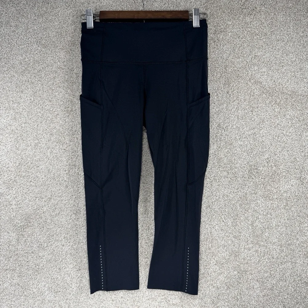 Lululemon Sz 6 Fast & Free Crop ll Nulux 19 Black Athletic Capri Gorpcore 5 Pckt